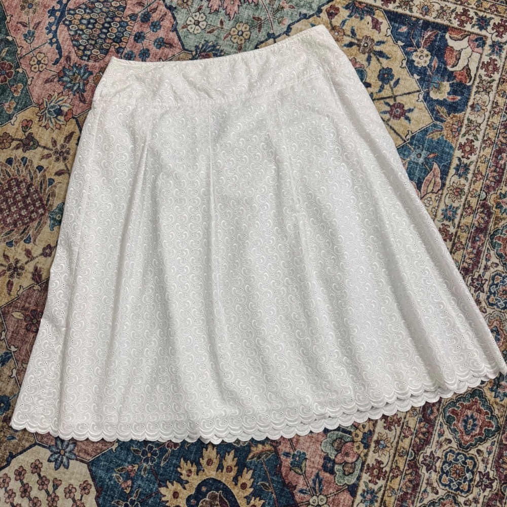 Sag Harbor White Eyelet Midi Skirt Size 18 Cottage Wedding Bridal Bachelorette